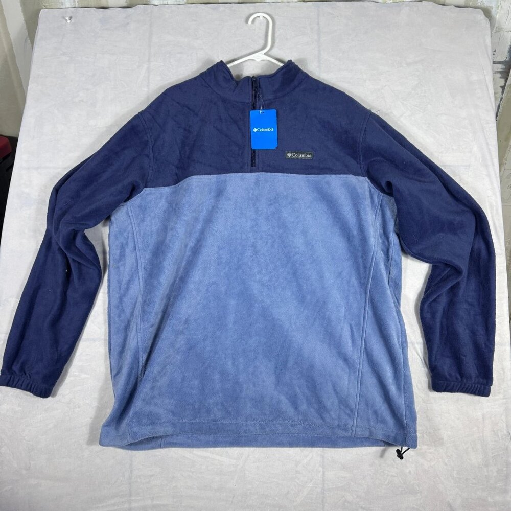 NWT Columbia Men's‎ Fleece Jacket Blue Two Tone Steens Mountain 1/4 Zip 2XL